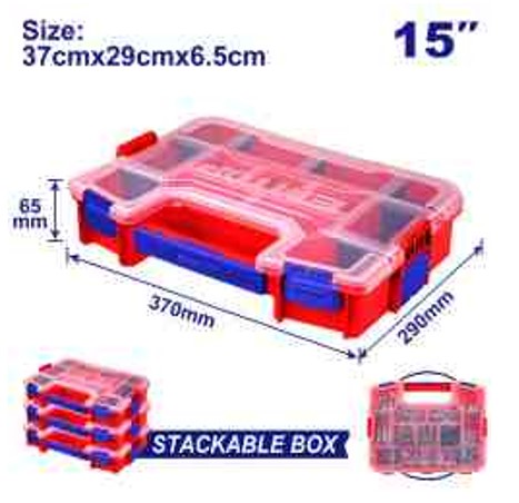 14.5" Plastic Organizer 370x290x65mm Stackable with Removable Dividers